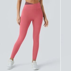 Halara Softlyzero Crossover Color Block HighWaisted Leggings UPF50 Small Begonia